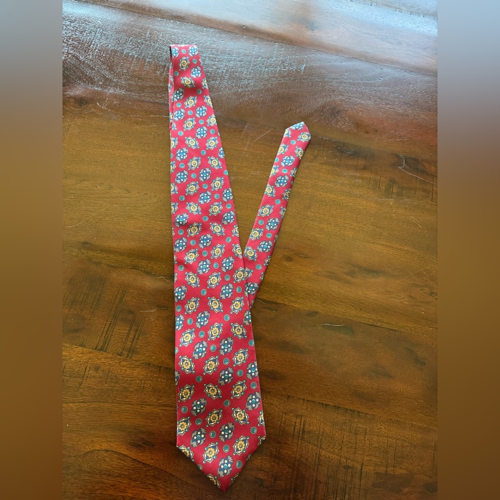Stanley Blacker Red Geometric 100% Silk Tie